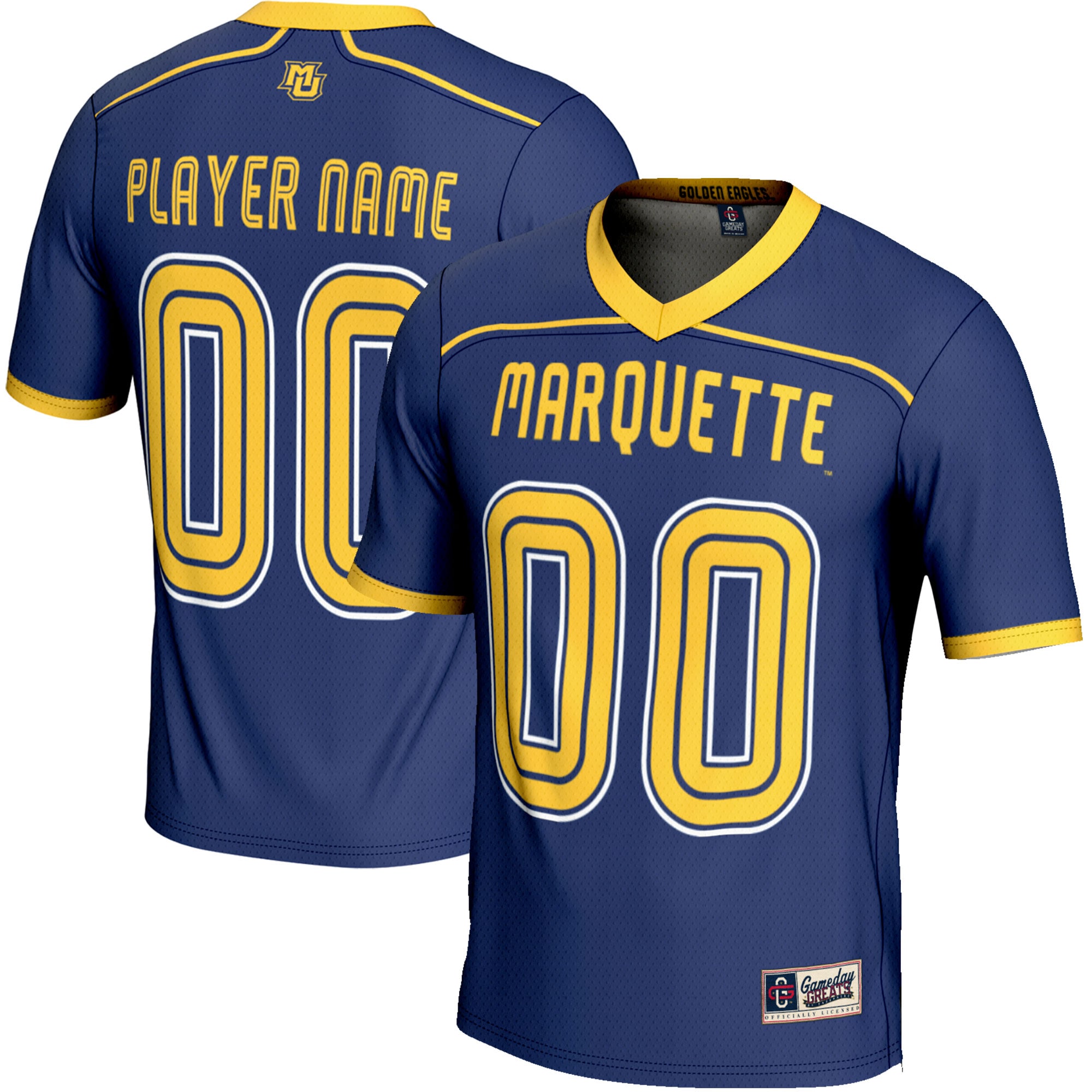 [NJP] Women's Marquette Golden Eagles GameDay Greats NIL Pick-A-Player Lightweight Men's Lacrosse Jersey - Navy