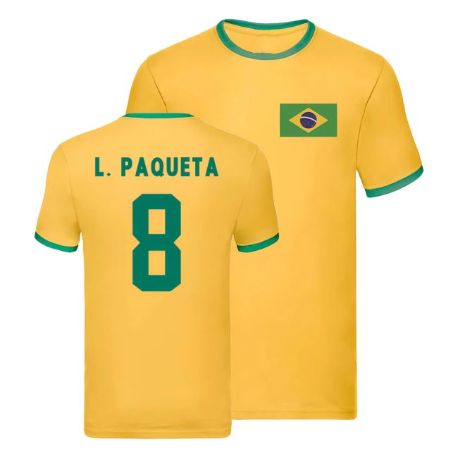 Lucas Paqueta 8 Official Licensed Brazil Home Supporter Kit for Adults