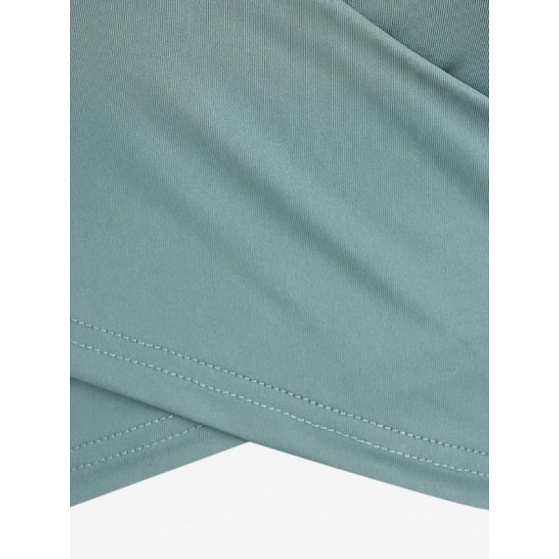 Crossover Hem Mock Neck Crop T Shirt DJ1992