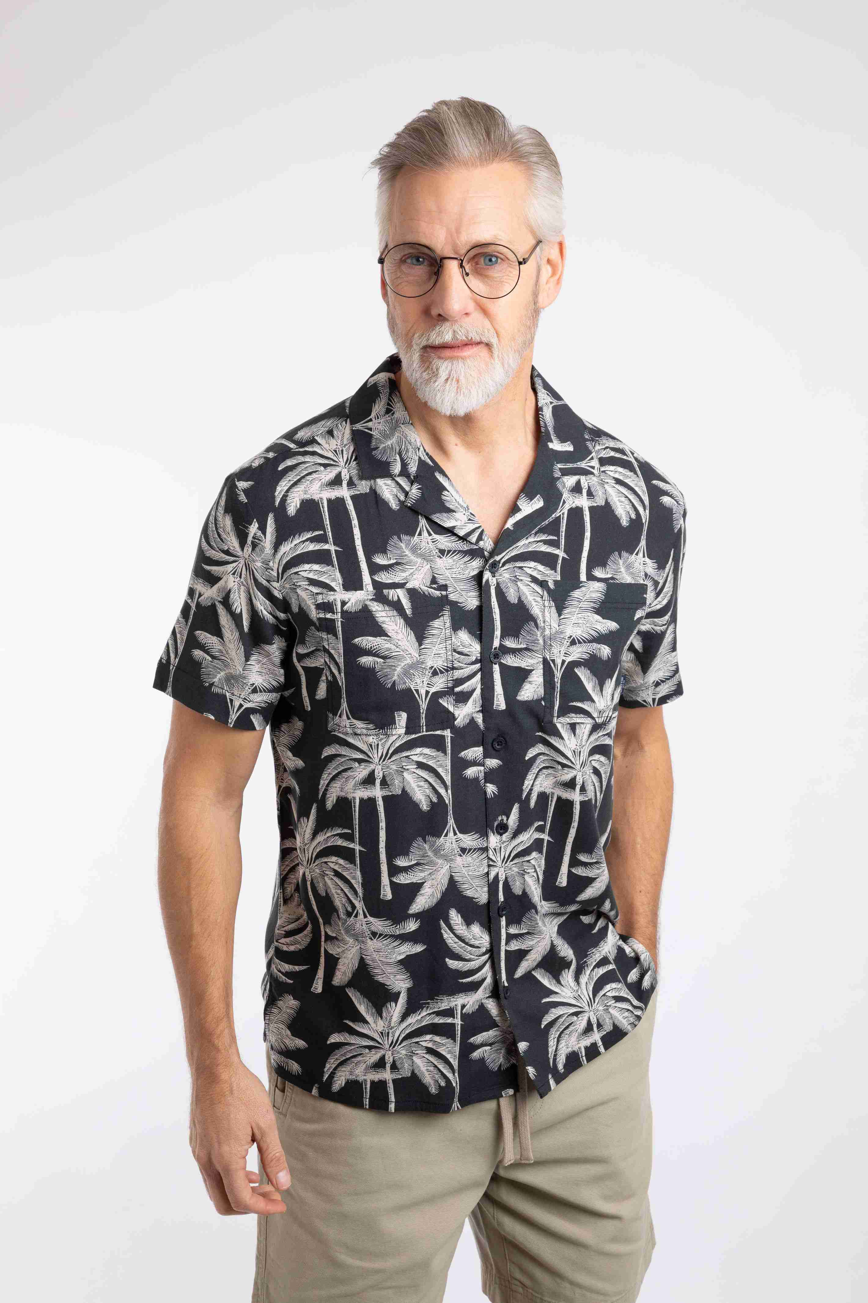 Holborn Printed Hawaiian Shirt Black