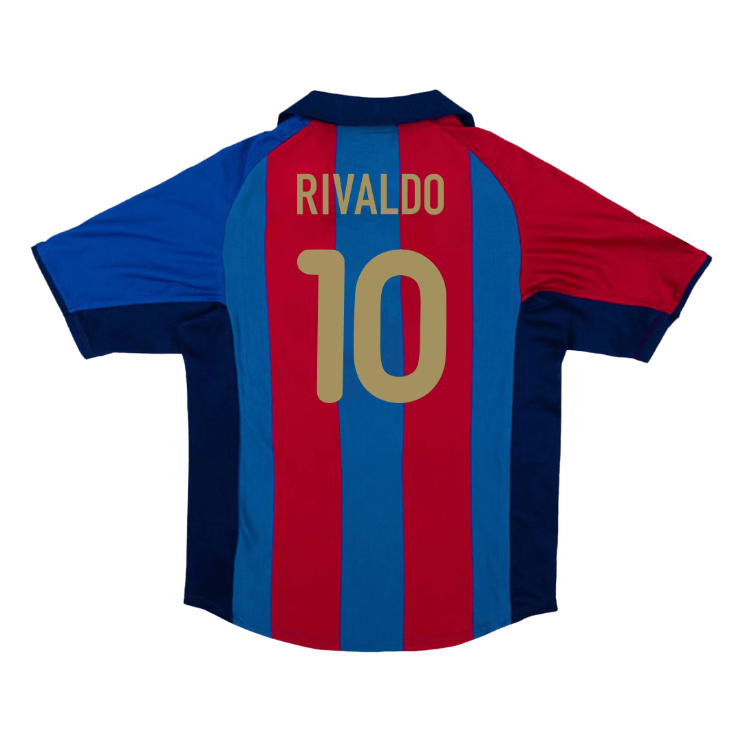 Retro RIVALDO #10 2001/02 Barcelona Home  Soccer Jersey Authentic Kit