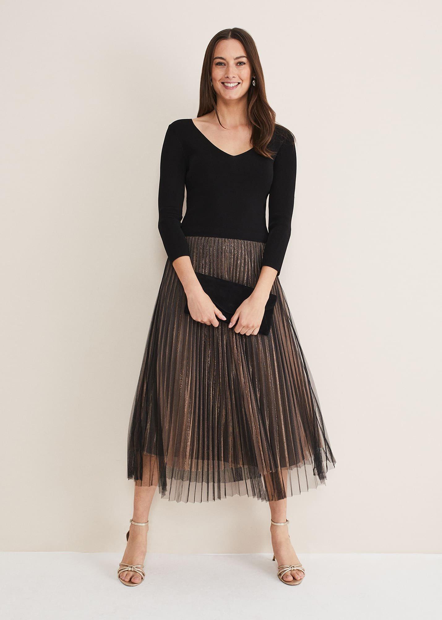 Rayen Pleated Mesh Skirt Dress