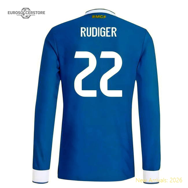 Premium 2025-2026 Real Madrid Authentic Long Sleeve Third Shirt (Rudiger