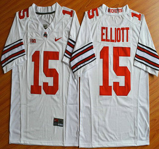 Men's Ohio St Buckeyes Ezekiel Elliott #15 replica White 2015 high