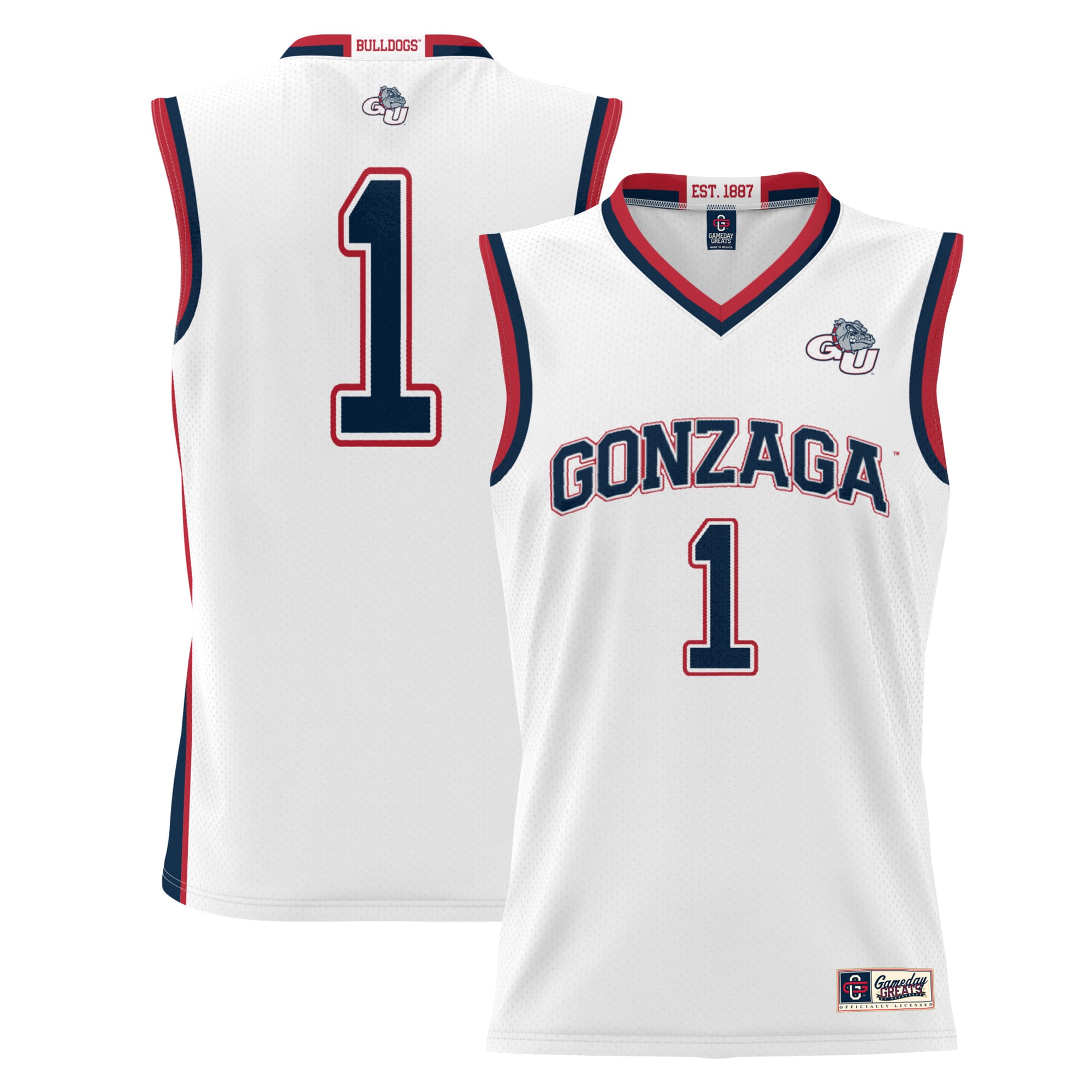 [NJP] Gonzaga Bulldogs GameDay Greats Youth Lightweight Basketball Jersey - White