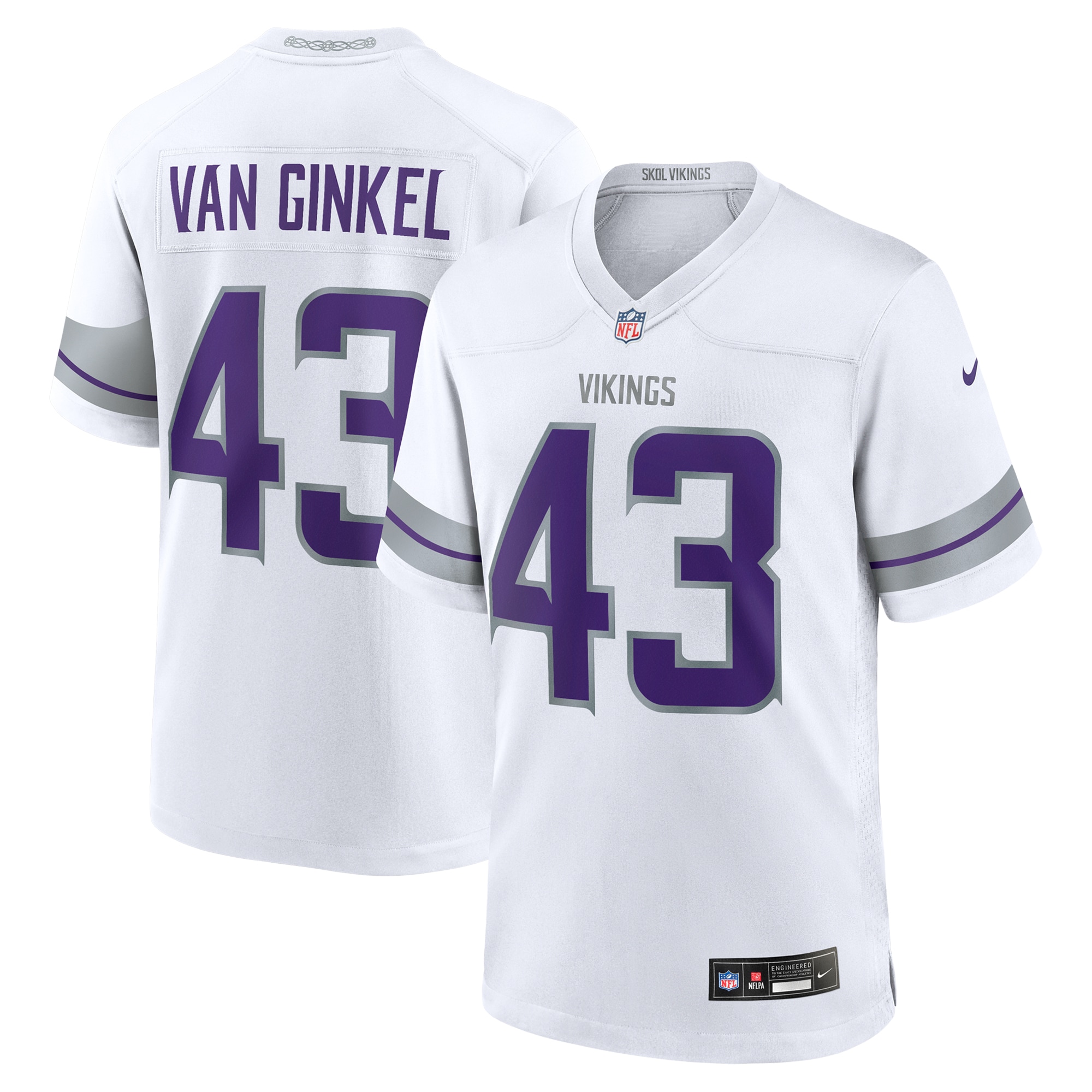 [LK] Andrew Van Ginkel Minnesota Vikings Alternate Game Jersey - White