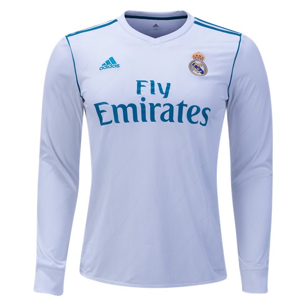Authentic Real Madrid Home 201718 LS Soccer Jersey Shirt
