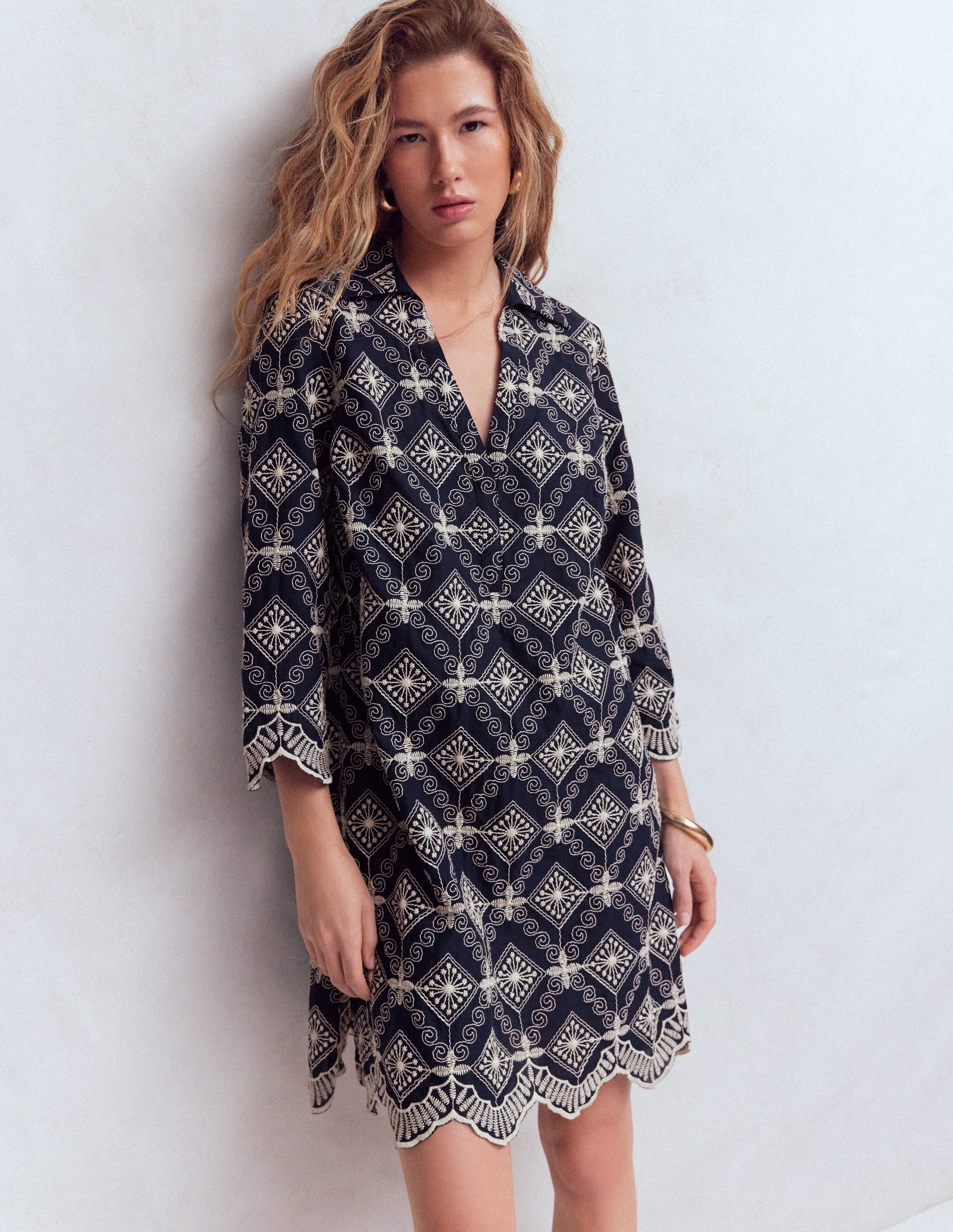 Carmen Broderie Short Dress