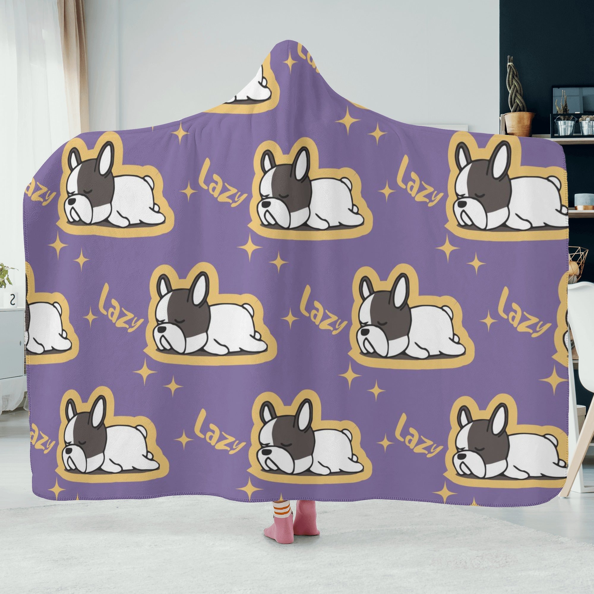 - French Bulldog Themed Hooded Blanket For Dog Lovers | Comfy Fit