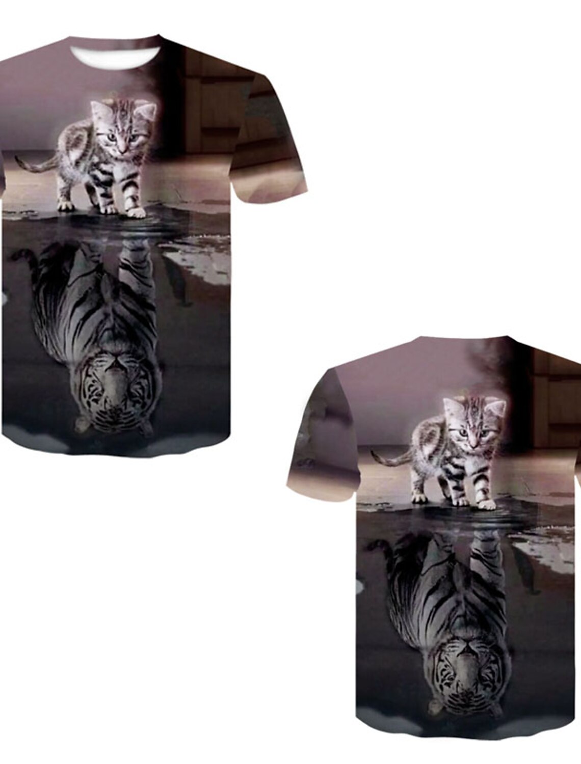 Men's Unisex Cat 3D Shirt T Tee Short Sleeve Print Crew Neck Designer