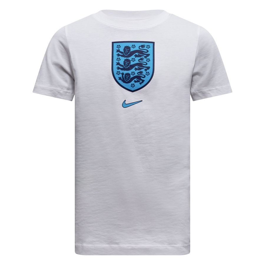 England T Shirt Crest Pure White Kids Supporter Version