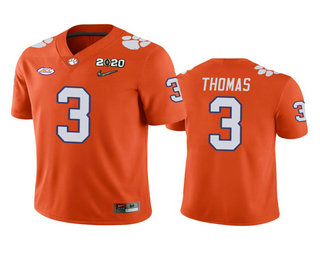 moisture wicking Men's Clemson CLE Xavier Thomas #3 Orange 2020