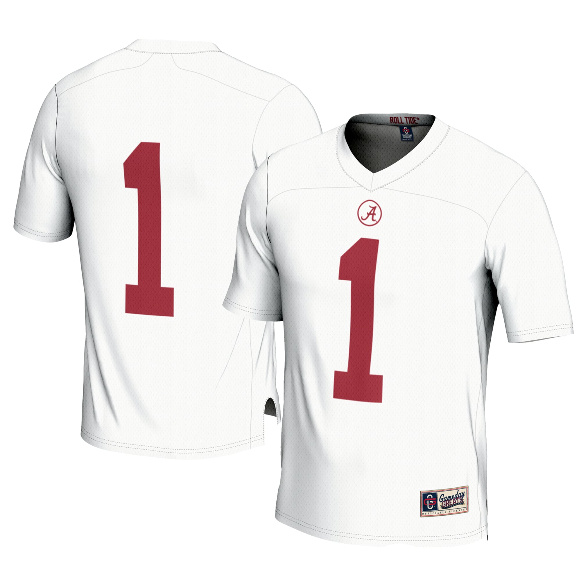 Men's #1 White Alabama Crimson Tide Football Jersey