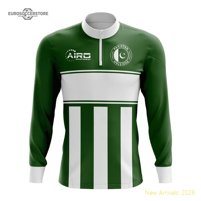 Premium Pakistan Concept Football Half Zip Midlayer Top (green-white)