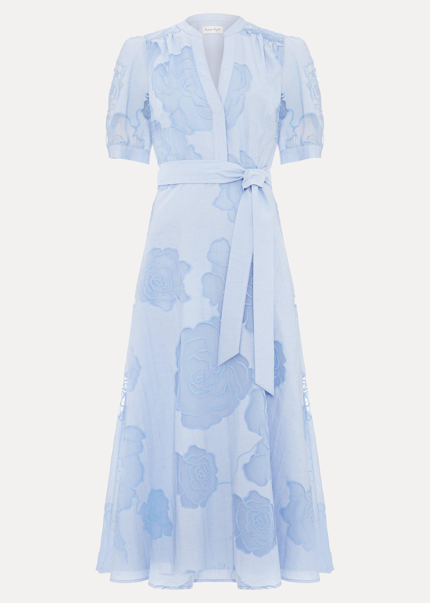 Queenie Blue Floral Swing Dress