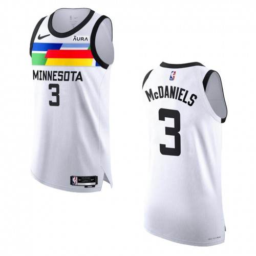 White Nike Minnesota Timberwolves #3 Nuggets Jersey - Mesh Fabric
