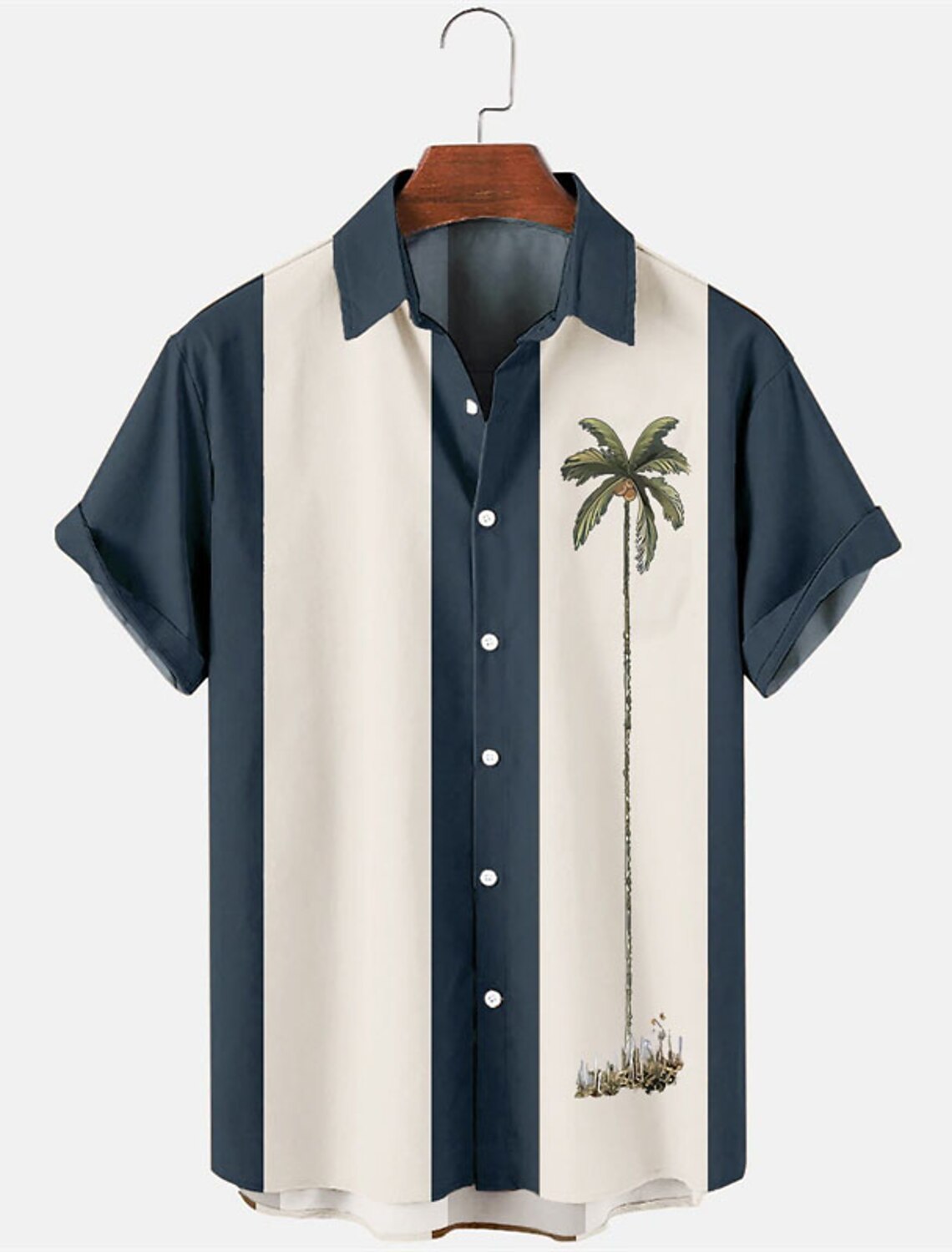 Men's Color Block Coconut Tree Tropical Plants Shirt Summer Hawaiian