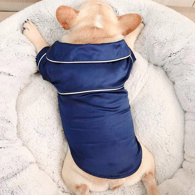 Minimal-Aesthetic Silk Pajamas Shirt For Frenchies (ws105) for Everyday