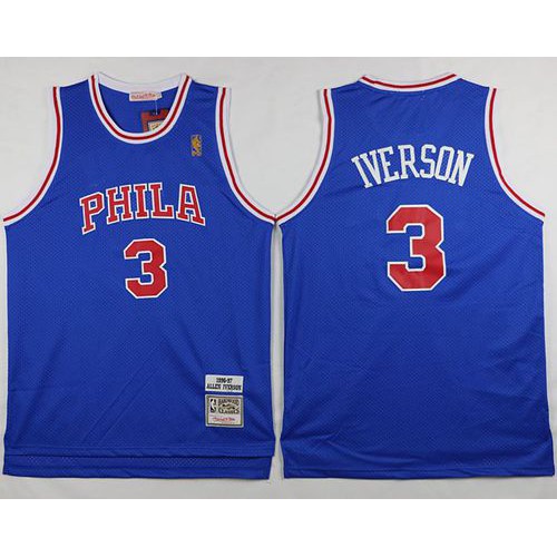 76ers Blue Philadelphia 76ers #3 Mitchell And Ness Jersey - Affordable