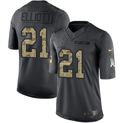 NFL DAL Cowboys #21 Ezekiel Elliott Black Limited Jersey - Authenti...