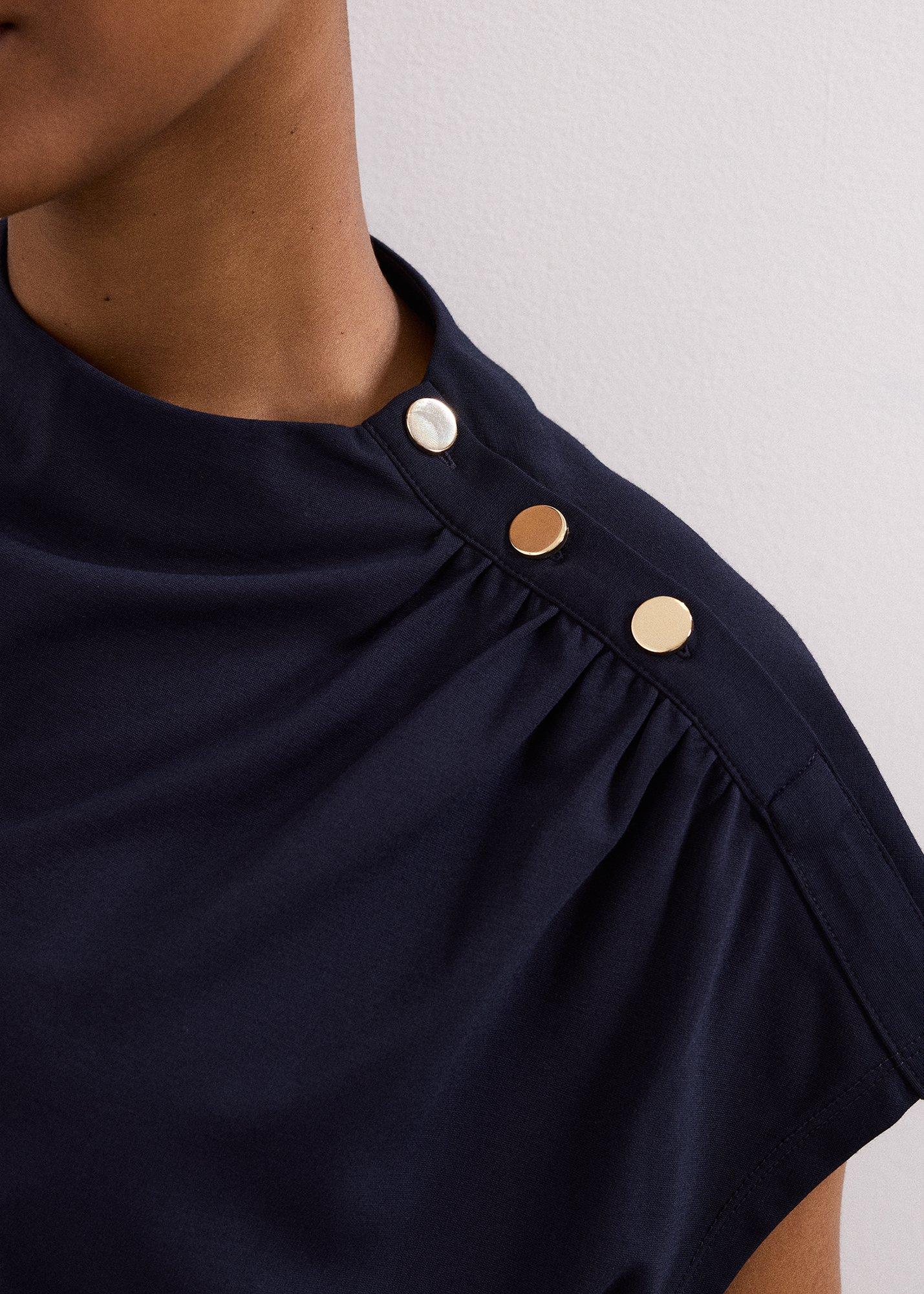 Paige Ponte Gold Button Top