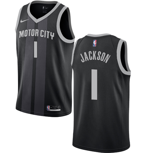 Nike Detroit Pistons #1 Reggie Jackson Black NBA Swingman City Edition 2018/19 Jersey Mens