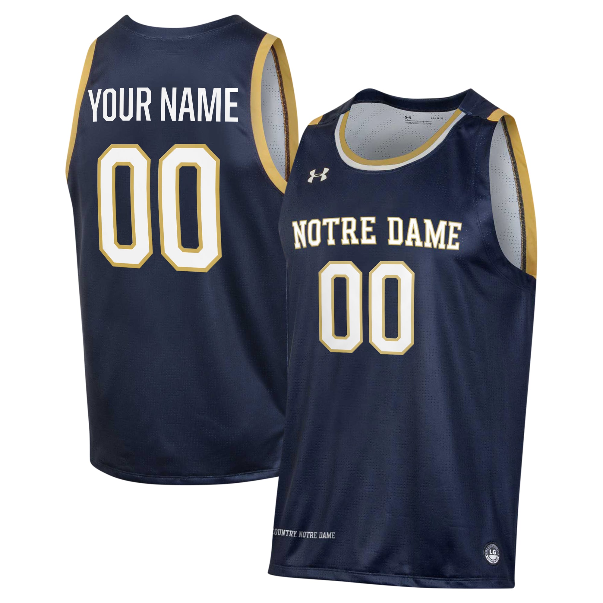 [NJP] Youth Notre Dame Fighting Irish Custom Alternate Basketball Jersey - Navy