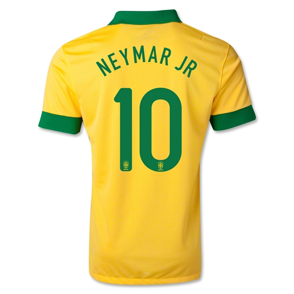 Authentic 1314 Brazil 10 NEYMAR JR Yellow Home Jersey Shirt