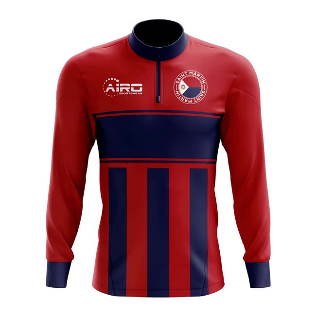 High Saint Martin Concept Football Half Zip Midlayer Top (Red-Blue)