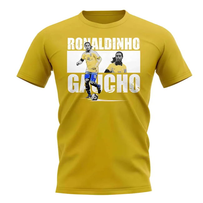 Official Ronaldinho Player Collage T-Shirt (Yellow) Authentic