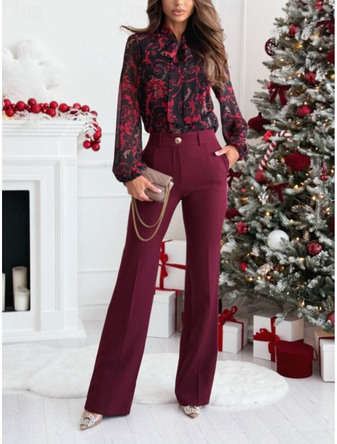 Women's Shirt Blouse Casual Floral Regular Tops Long Sleeve Turtleneck Buttons Print Regular Fit Daily Spring & Fall