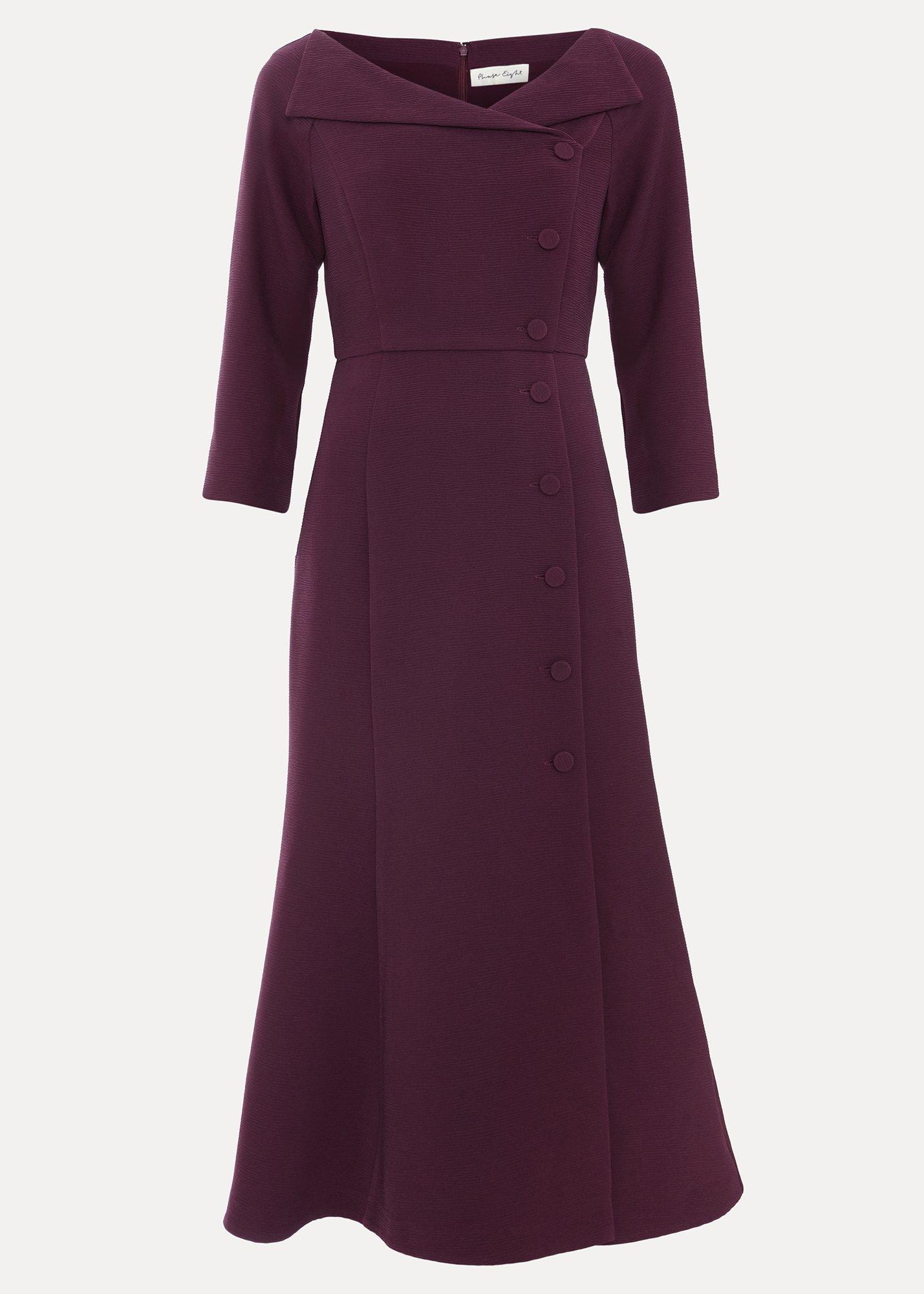 Petite Burgundy Sienna Tux Midi Dress