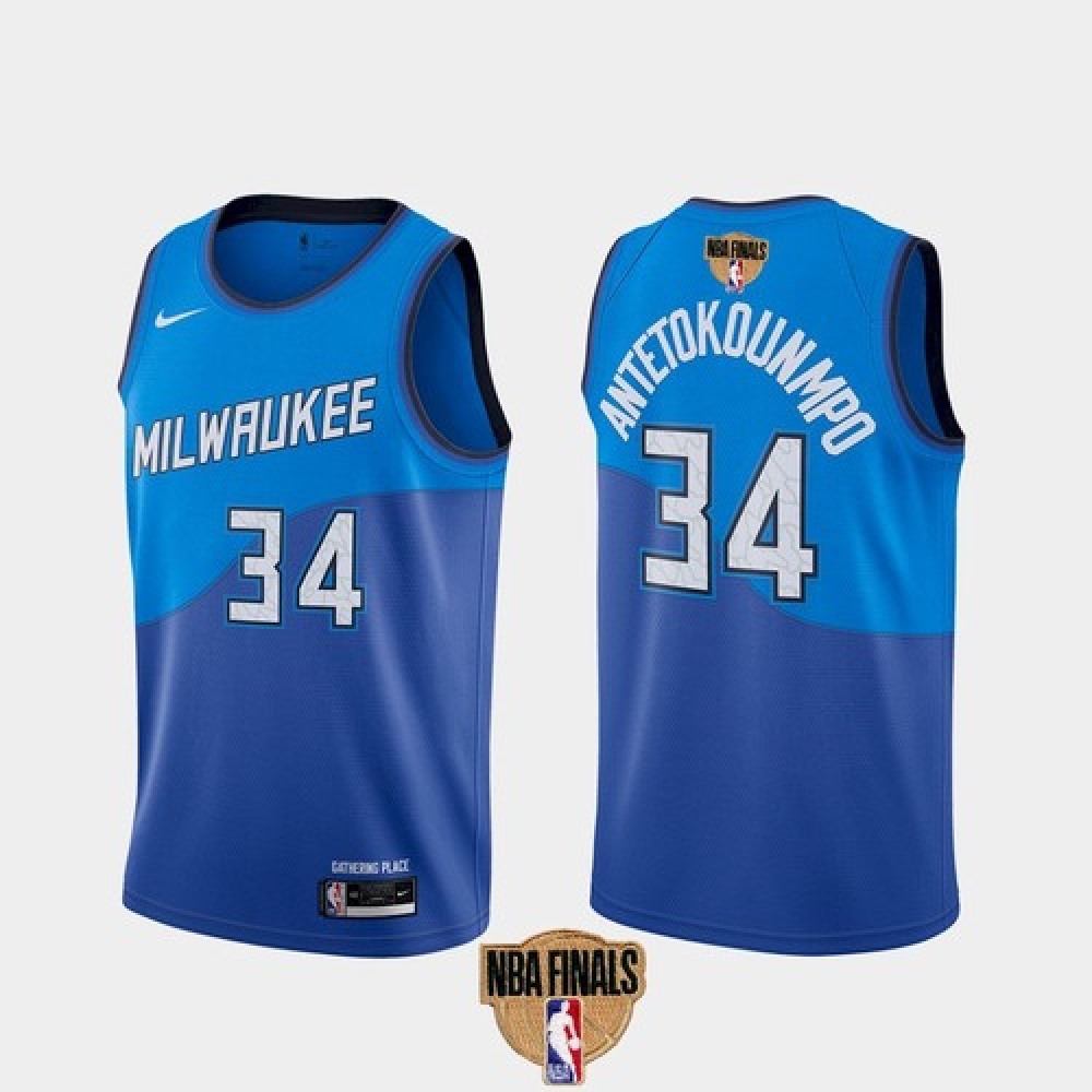 Authentic Men's Milwaukee Bucks #34 Giannis Blue Basketball Jersey