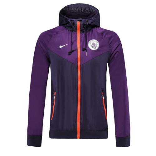 Breathable Man City Manchester City 2019-20 Purple Hoody Jacket