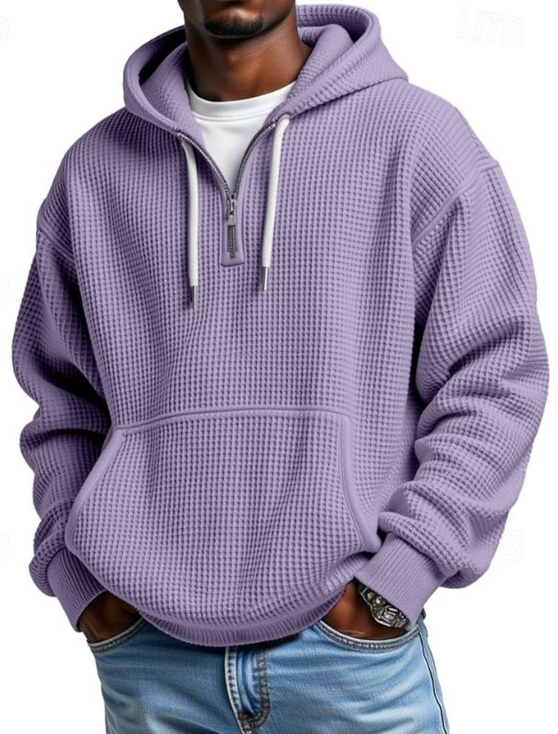 Men's Straight Leg Sweatpants Waffle Pants Drawstring Lattice