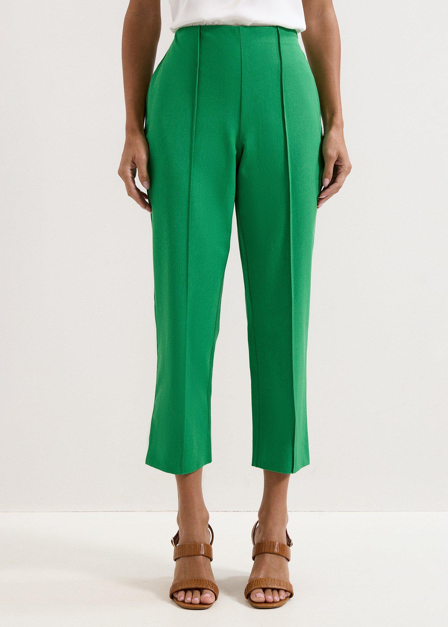 Miah Green Cropped Slim Trousers