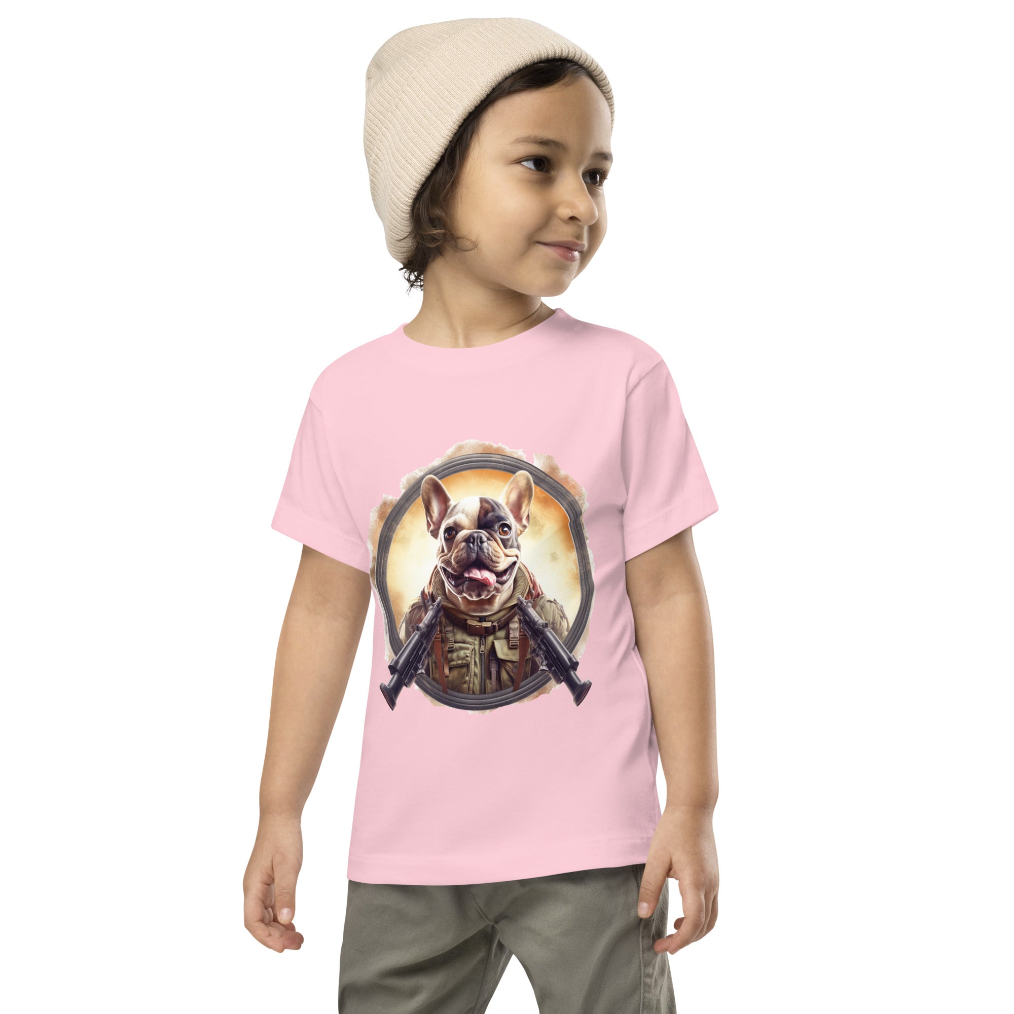 Street-Ready Soldier Frenchie Toddler Staple Tee - Brave And Comforta...