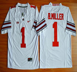 Men's OSU Ohio White 2015 high quality Baxton Miller #1 breathable