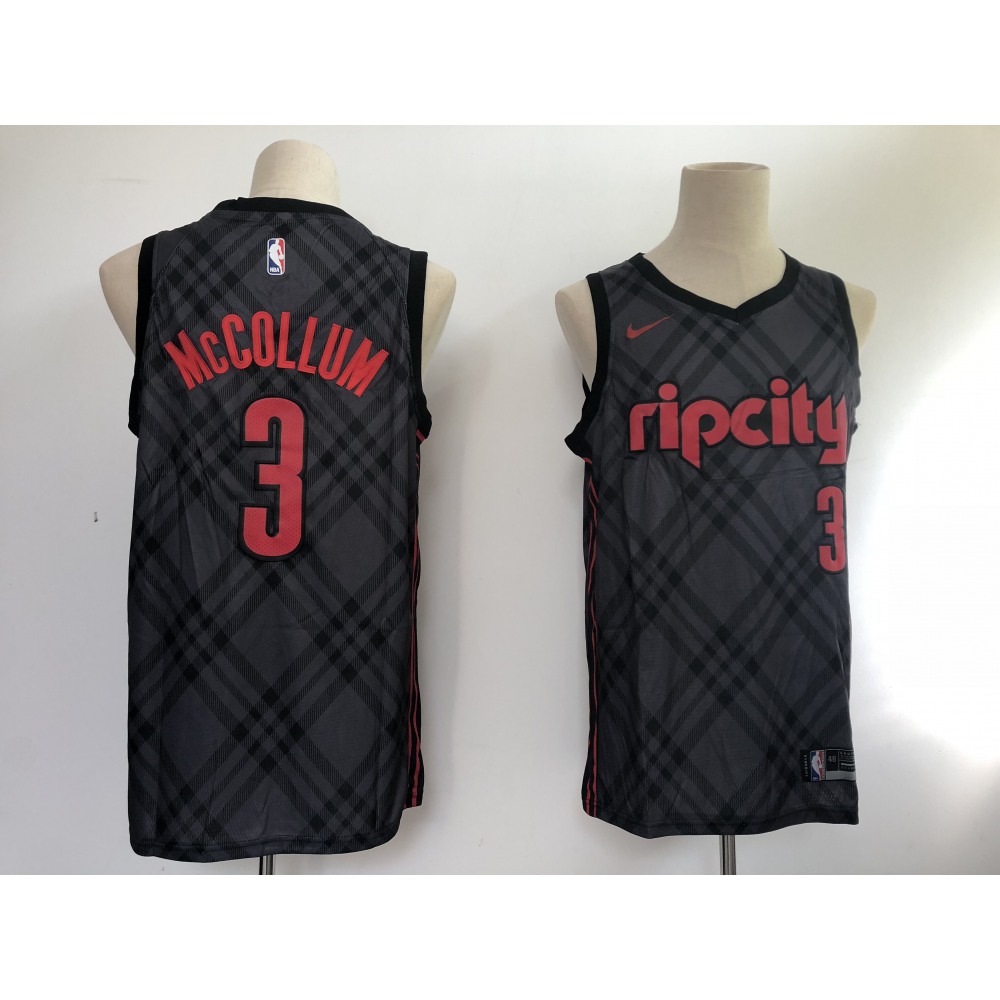 Blazers #3 C.J. McCollum Black City Edition Swingman Stitched Jersey