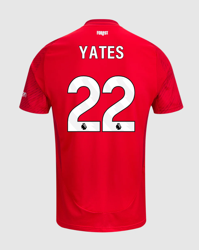 Nottingham Forest 24-25 Home Jersey Featuring Yates 22