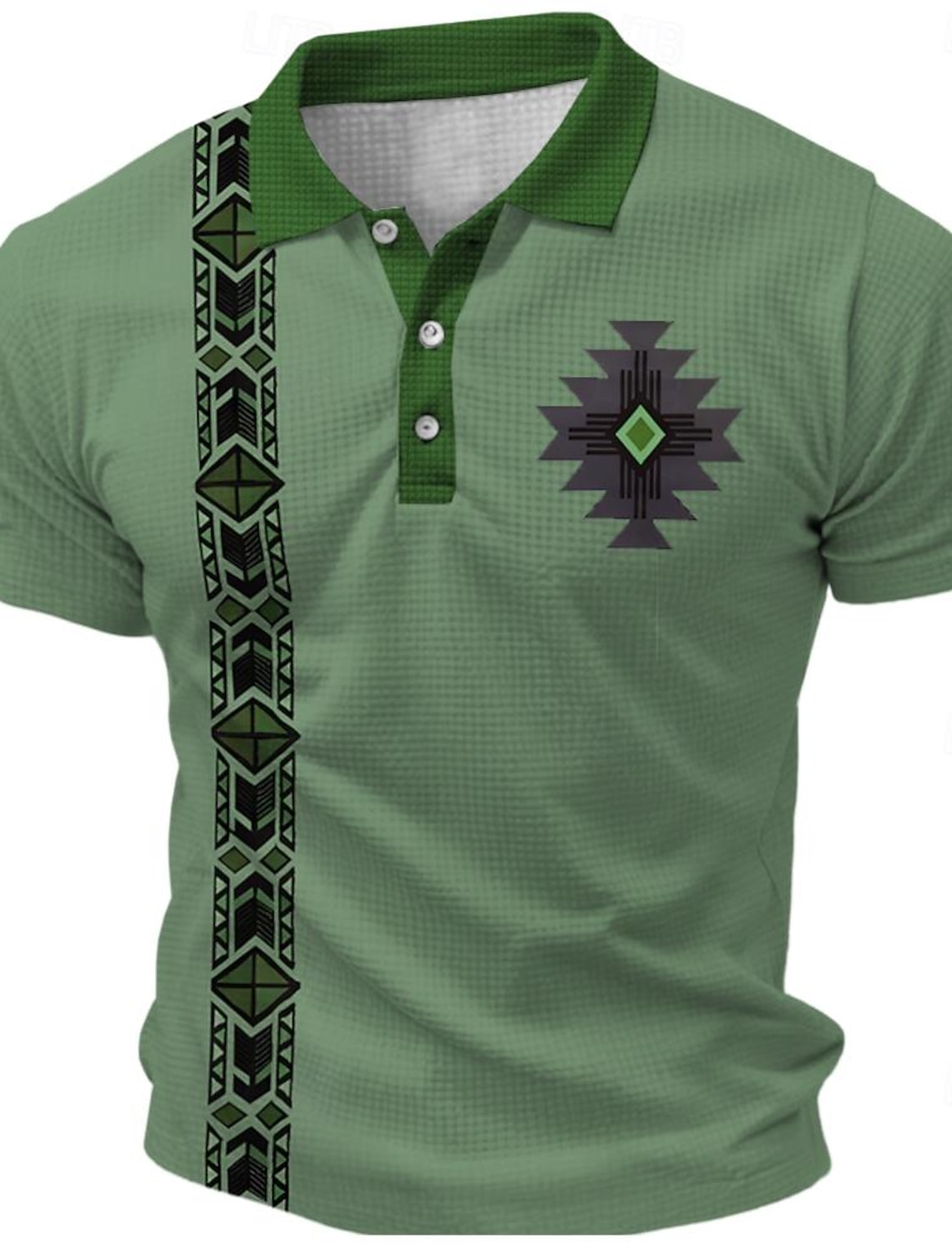 Men's Tribal Waffle Polo Shirts Golf Shirt Short Sleeve Collared