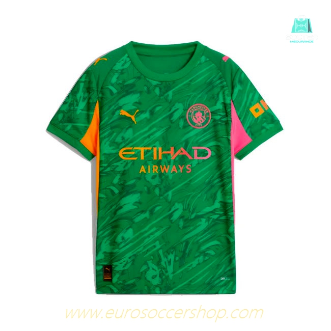 2025-2026 Man City Goalkeeper Away Shirt (Green) - Kids