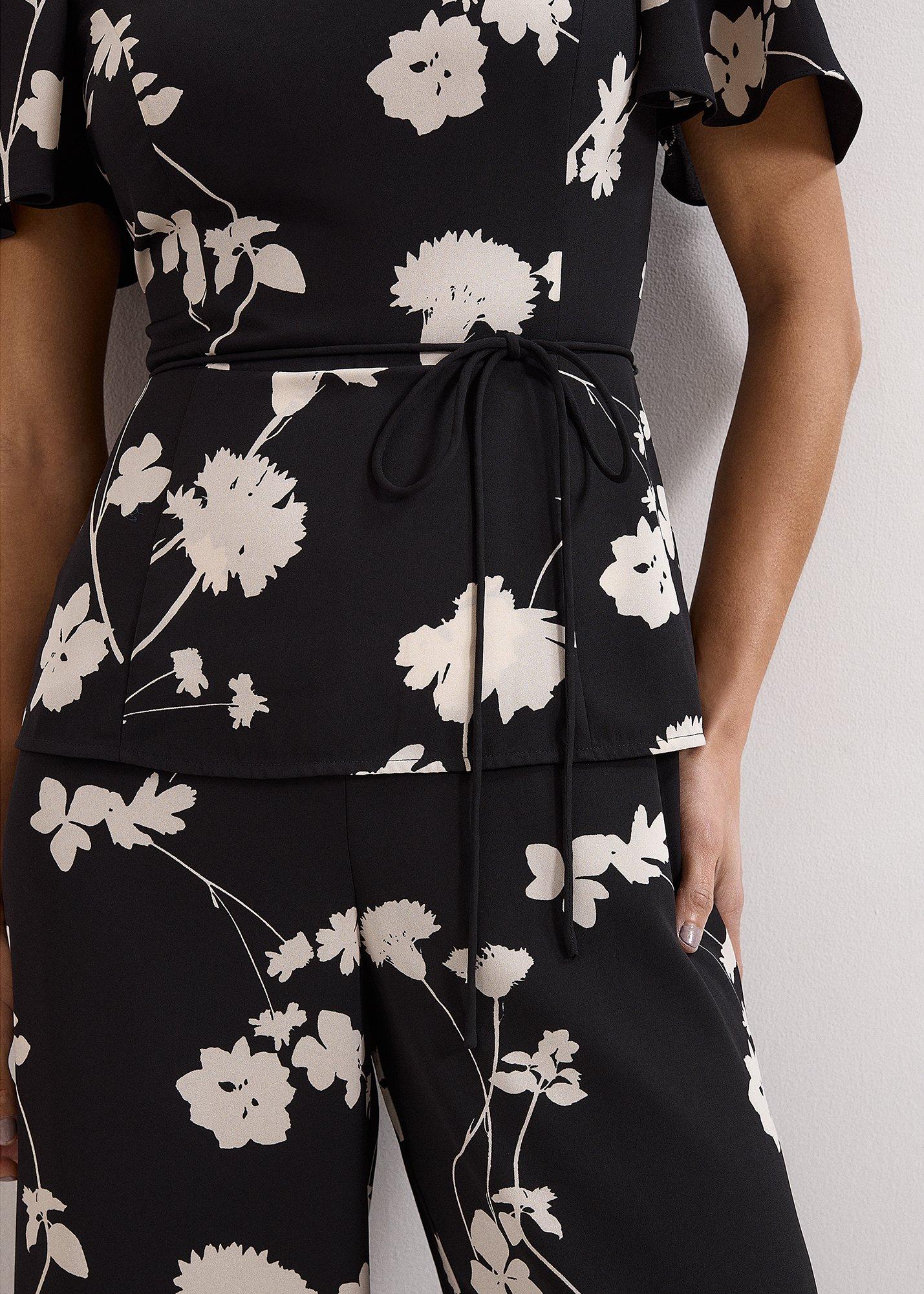 Petite Jolie Black Floral Peplum Jumpsuit
