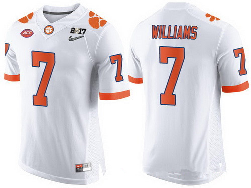 Men's Clemson Tigs White 2017 moisture wicking Mike Williams #7 match