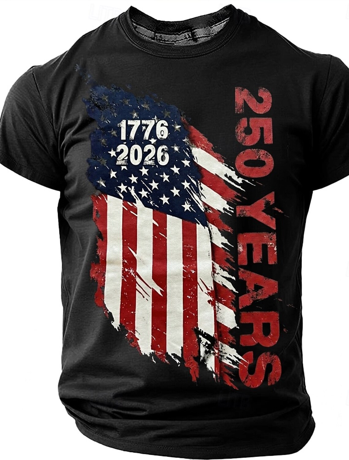 4th of July 2026 250th Men's American US Flag T Shirt Short Sleeve T shirt 3D Print Crew Neck Shirt Vintage Retro Patriotic Daily Festival Blue Light Blue Lake Blue Summer Spring Clothing Apparel S M