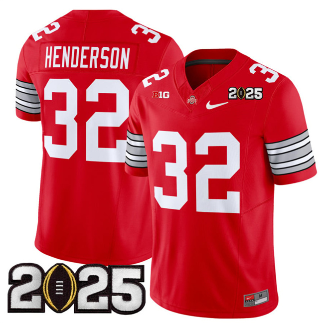 Men's OSU Ohio Red 2025 official licensed None #32 replica Jersey