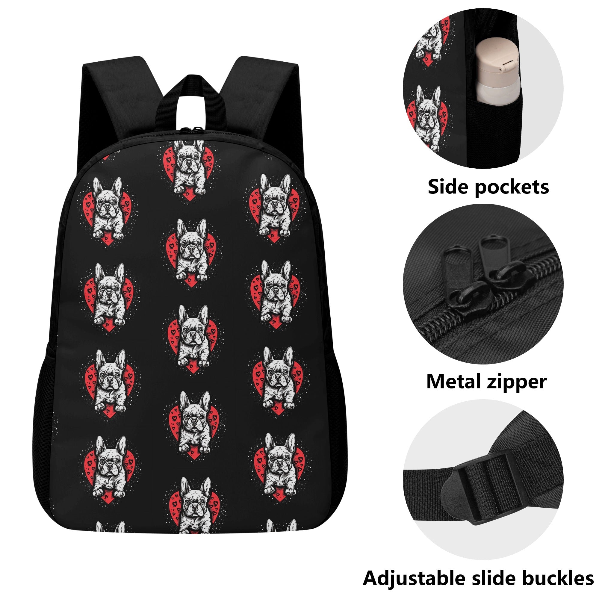 Frenchie Love - Warm 17 Inch Laptop Backpack Pet Gear | Vet-recommended