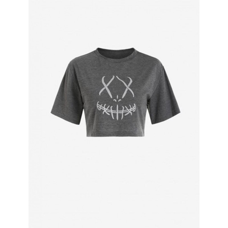 Reflective Graphic Cropped Tee RJ2702