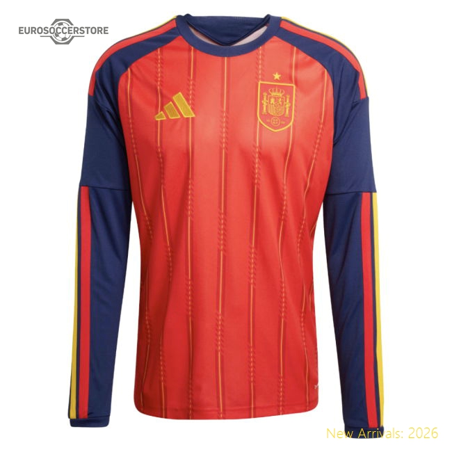 2026-2027 Spain Long Sleeve Home Shirt (David Villa 7)