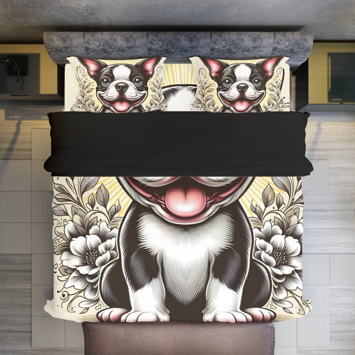 Premium Hugo - Duvet Cover Set For Boston Terrier Lovers for Home Use